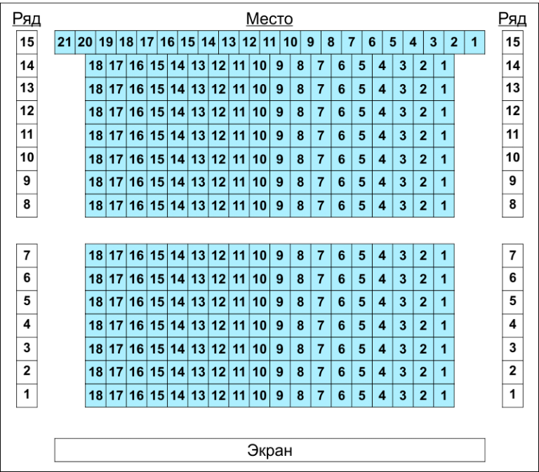 Схема зала кинотеатра
